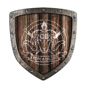 A shield with the seal of Croak & Dagger.